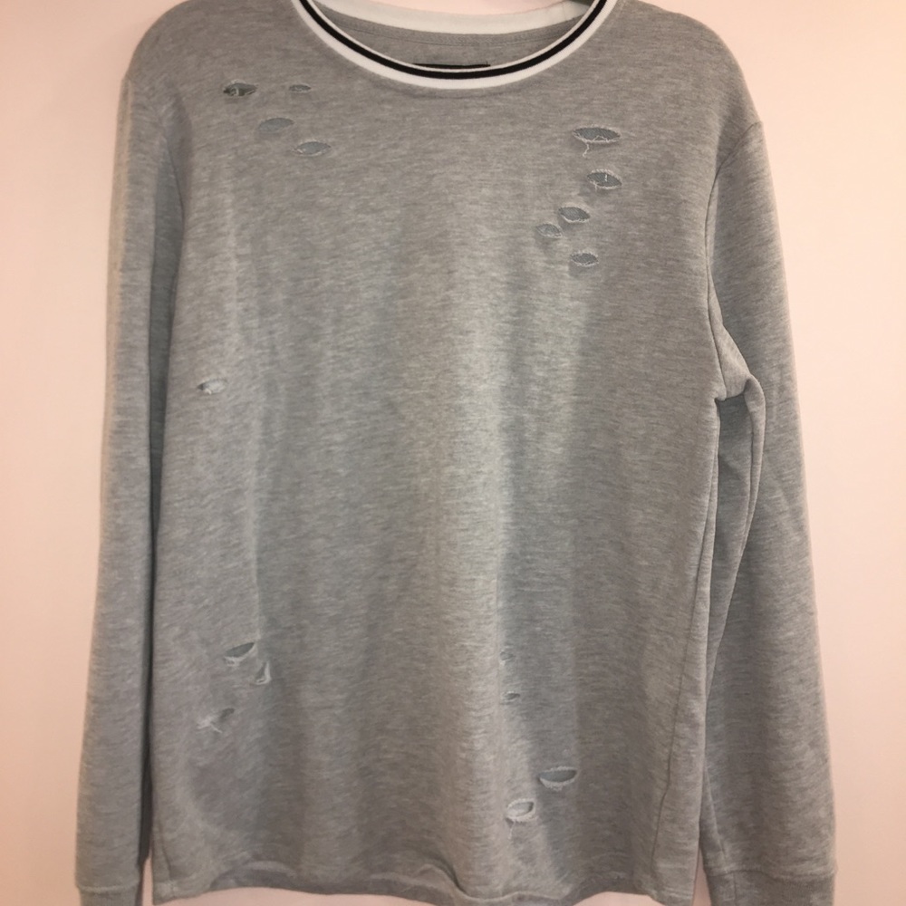 distressed forever 21 crew neck